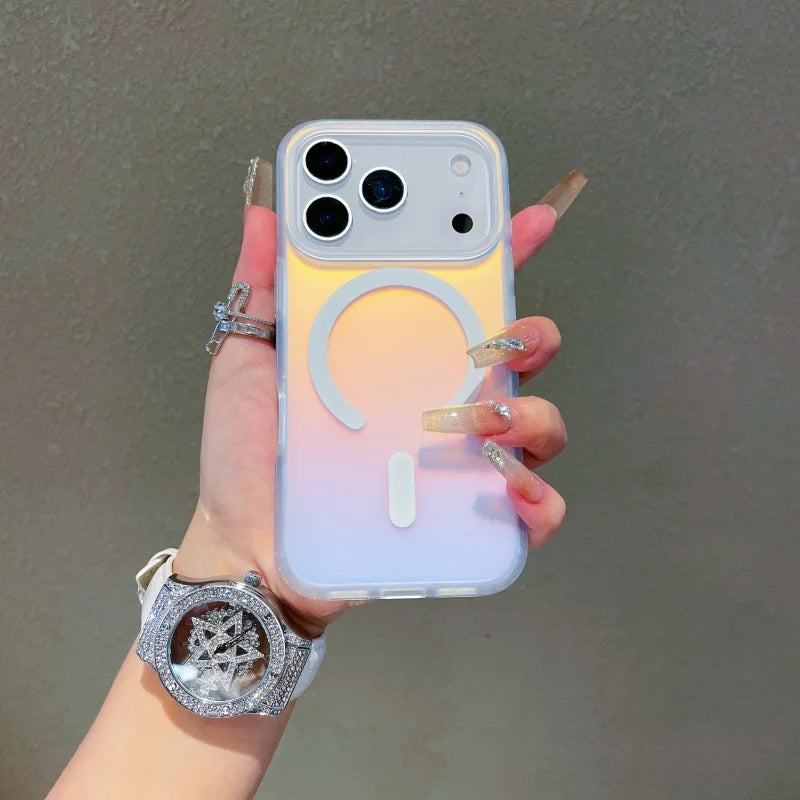 New iPhone 17 Pro Max Case – Laser Color-Changing Matte Gradient MagSafe Cover