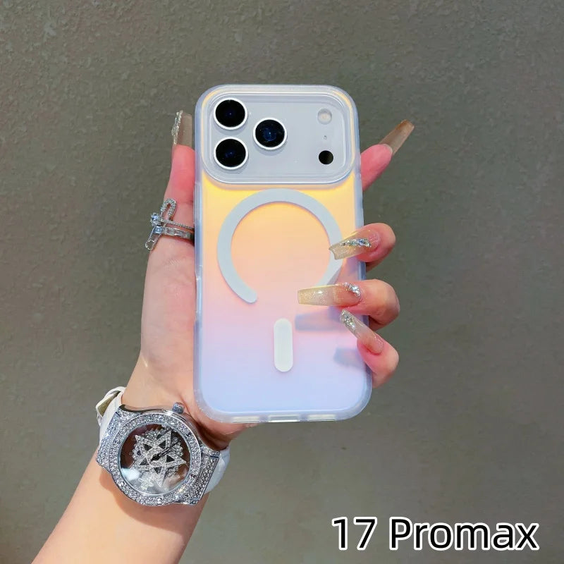 New iPhone 17 Pro Max Case – Laser Color-Changing Matte Gradient MagSafe Cover