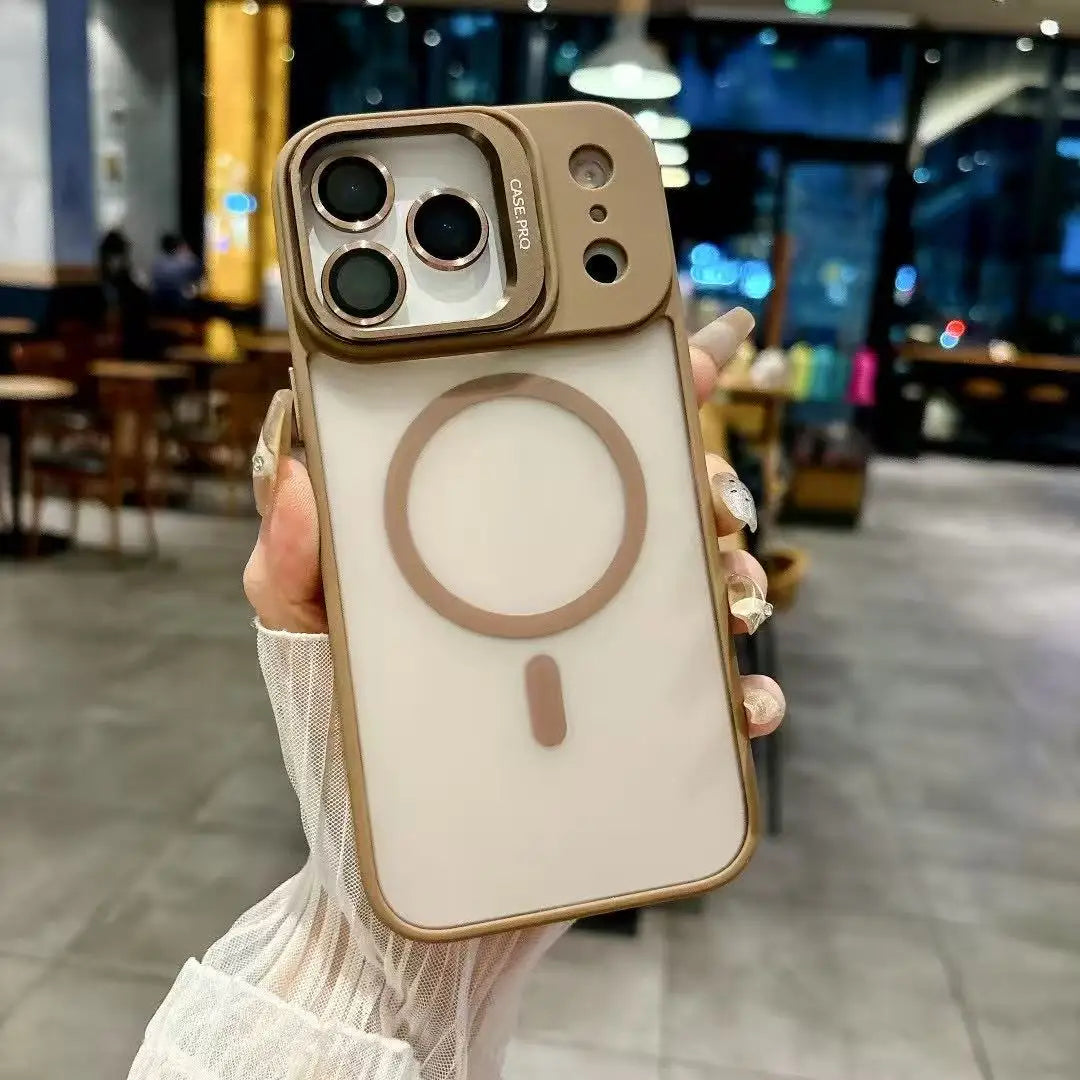 Luxury MagSafe iPhone 17 Case – Shockproof Wireless Charging with Lens Bracket