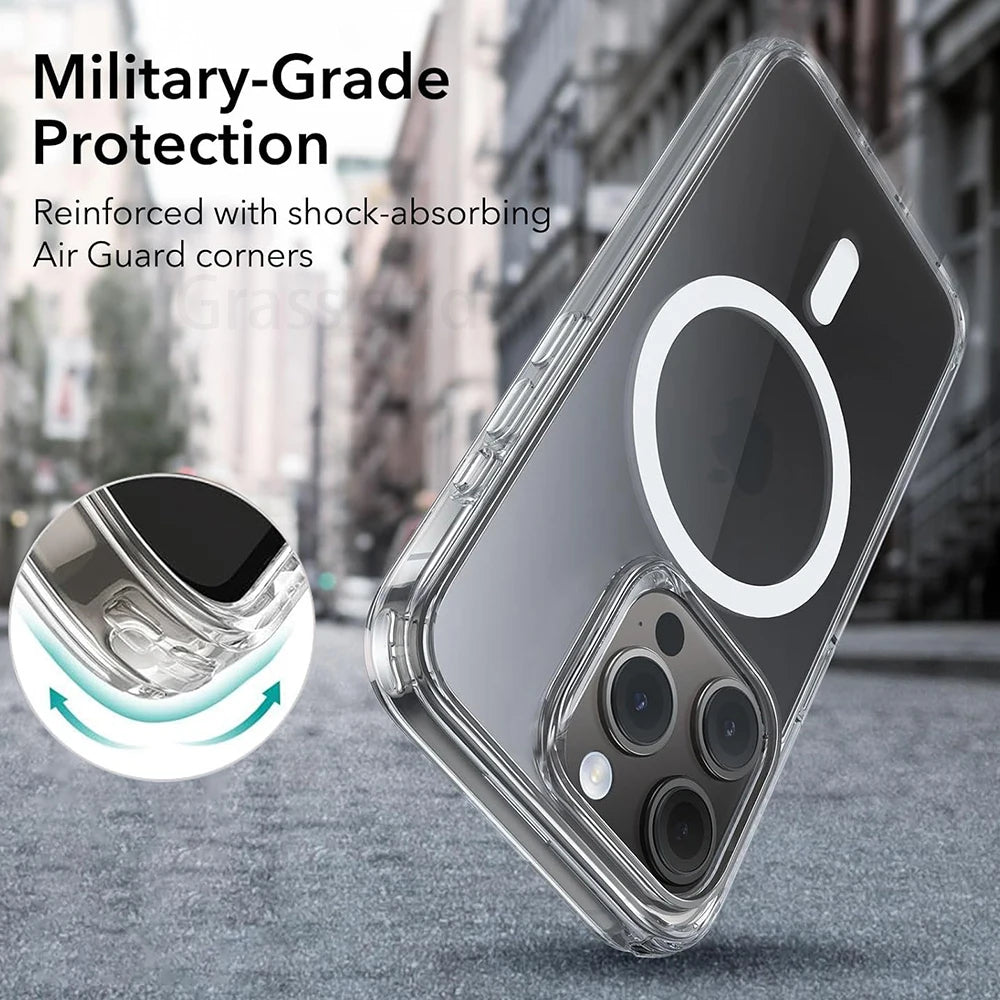 Clear Magnetic MagSafe Case for iPhone – Luxury Wireless Charging Cover