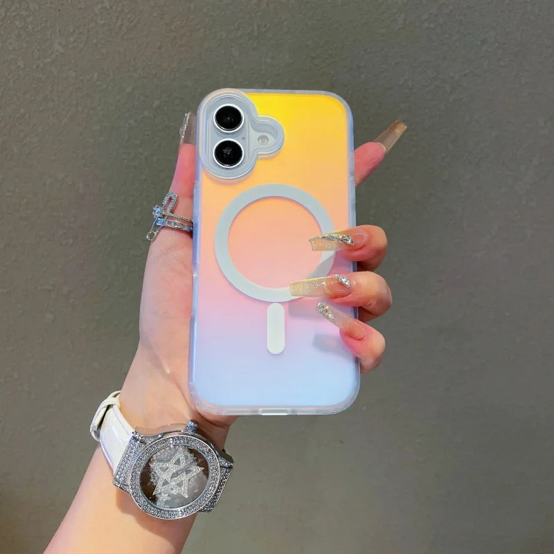 New iPhone 17 Pro Max Case – Laser Color-Changing Matte Gradient MagSafe Cover