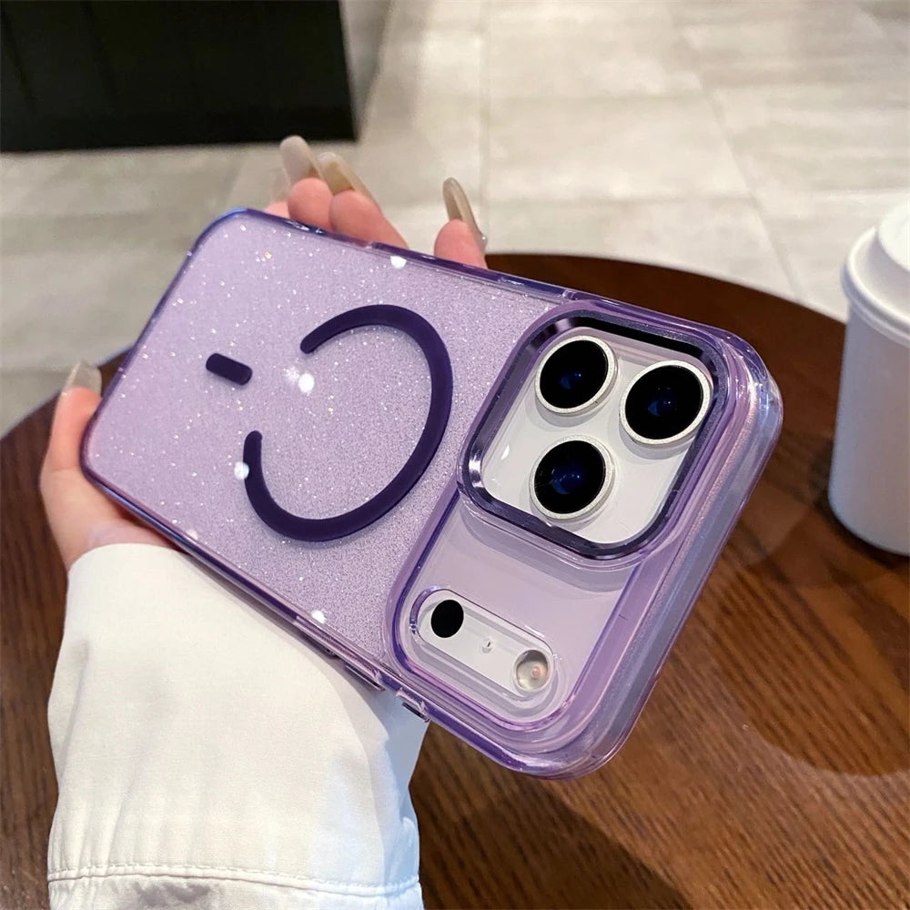 Glitter MagSafe iPhone 17 Case – Candy Color Wireless Charging Bling Cover