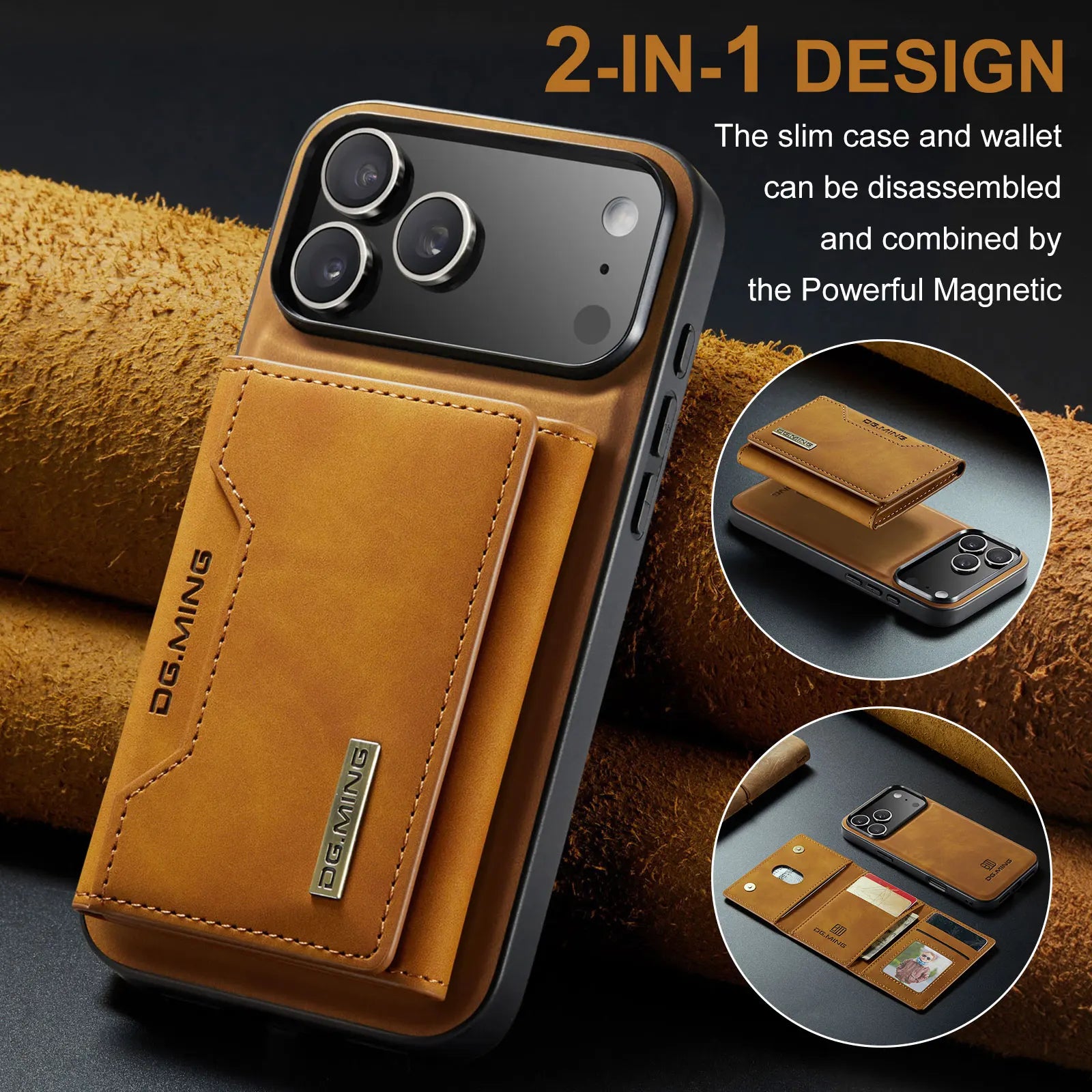 2-in-1 Magnetic Leather Wallet Case for all  iPhone with Card Holder