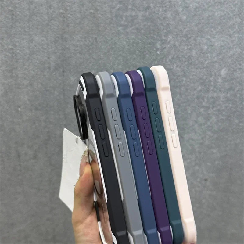 Hit Color MagSafe iPhone Case – Transparent Shockproof Bumper Wireless Charging