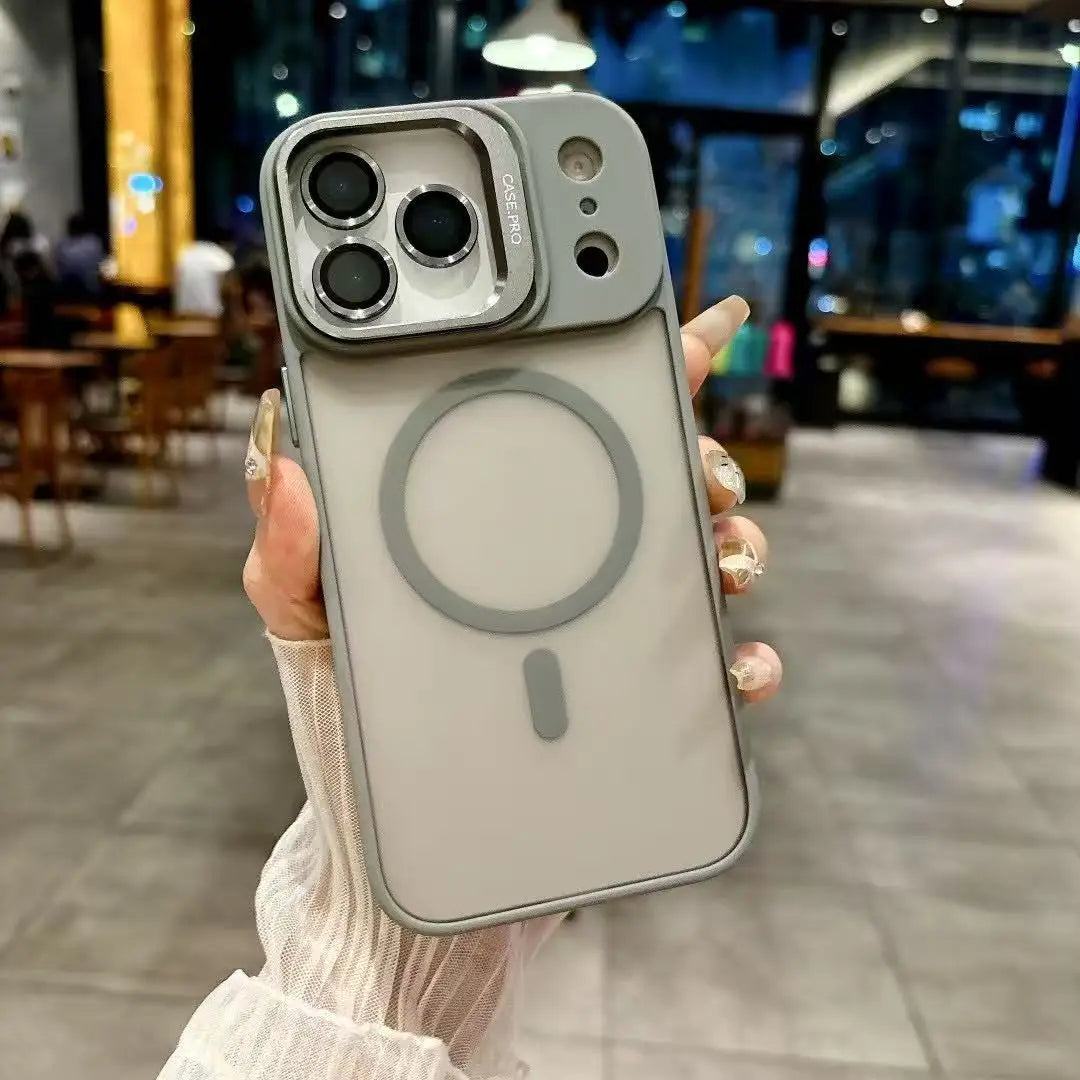 Luxury MagSafe iPhone 17 Case – Shockproof Wireless Charging with Lens Bracket