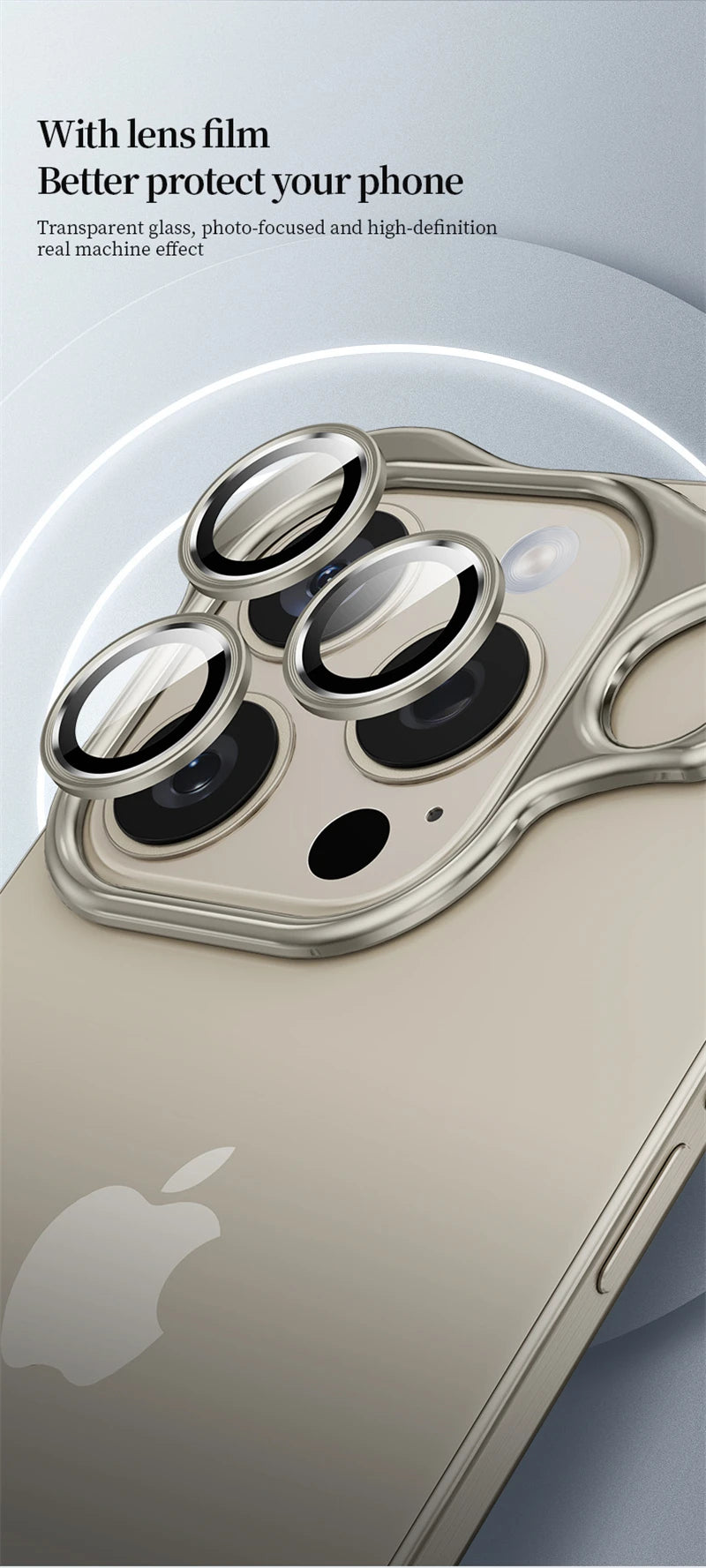 Luxury Metal iPhone Case with Lens Protector