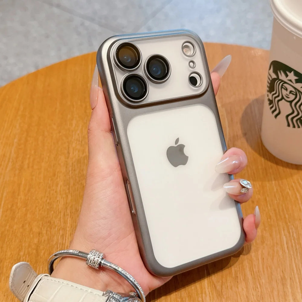 iPhone 17 ProMax Electroplating Matte Case – Ultra-Thin Transparent Cover