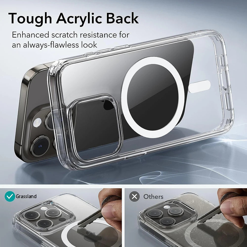 Clear Magnetic MagSafe Case for iPhone – Luxury Wireless Charging Cover