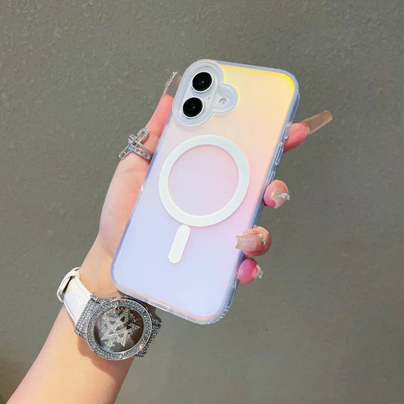 New iPhone 17 Pro Max Case – Laser Color-Changing Matte Gradient MagSafe Cover