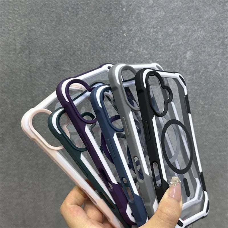 Hit Color MagSafe iPhone Case – Transparent Shockproof Bumper Wireless Charging