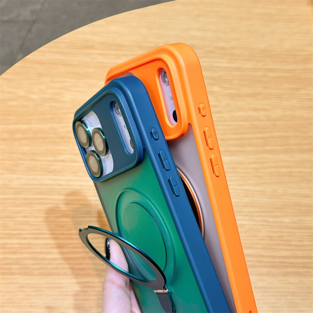 Luxury MagSafe iPhone Case – Wireless Charging with Ring Stand & Camera Protection