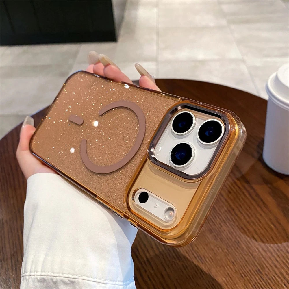 Glitter MagSafe iPhone 17 Case – Candy Color Wireless Charging Bling Cover