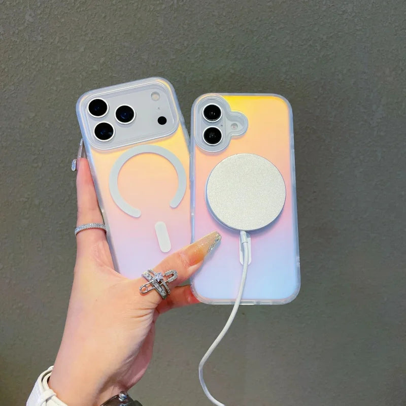 New iPhone 17 Pro Max Case – Laser Color-Changing Matte Gradient MagSafe Cover
