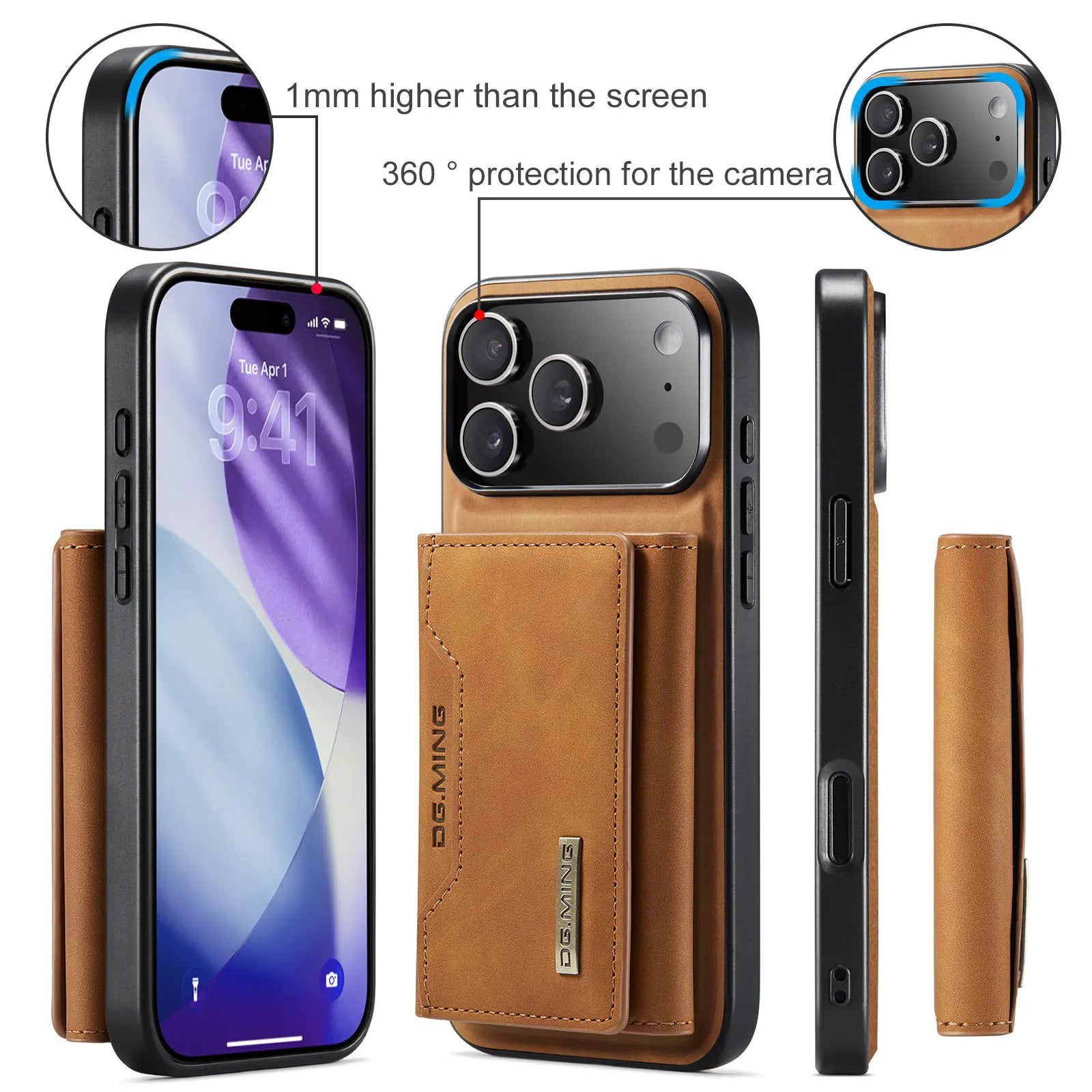 2-in-1 Magnetic Leather Wallet Case for all  iPhone with Card Holder