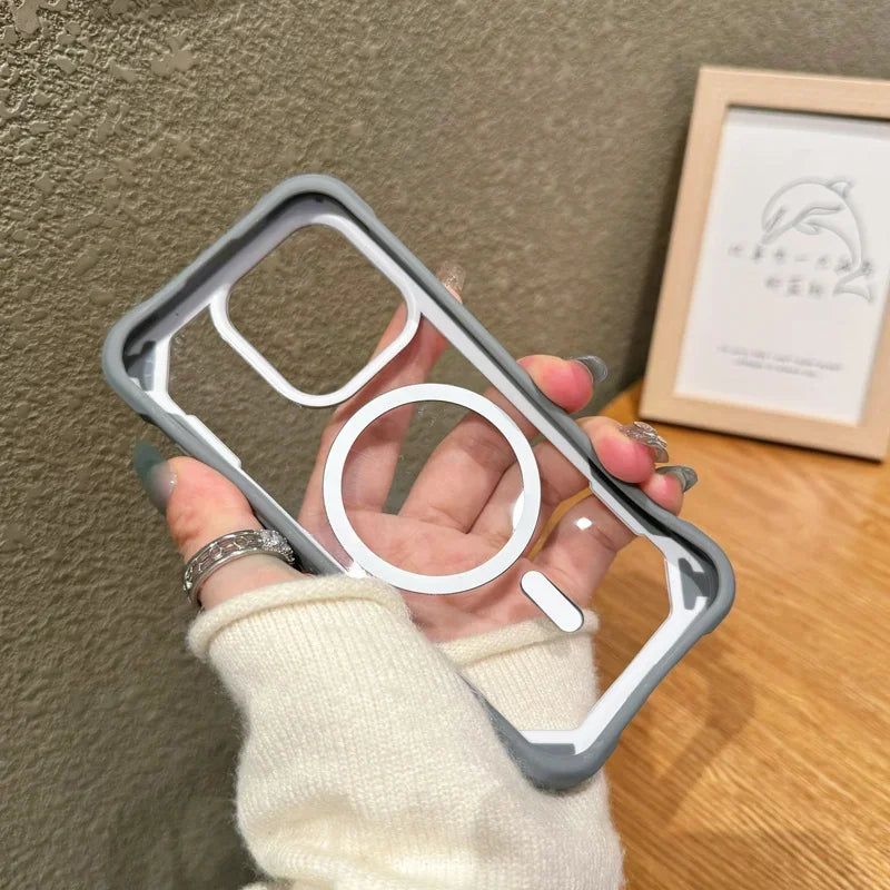 Hit Color MagSafe iPhone Case – Transparent Shockproof Bumper Wireless Charging