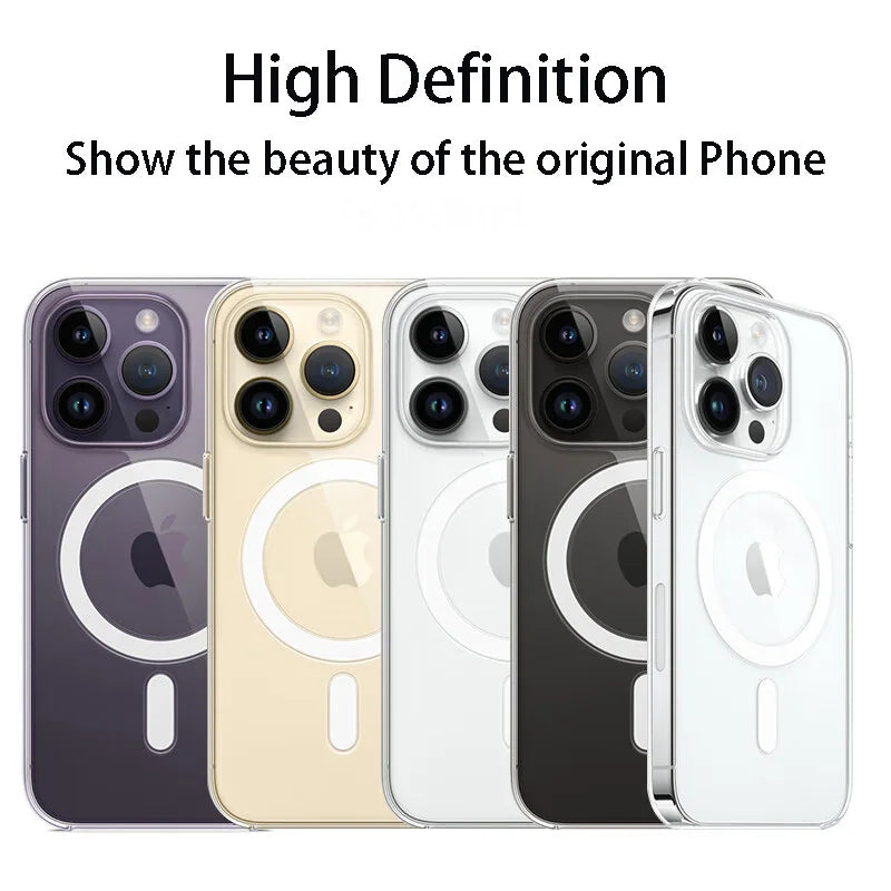 Clear Magnetic MagSafe Case for iPhone – Luxury Wireless Charging Cover