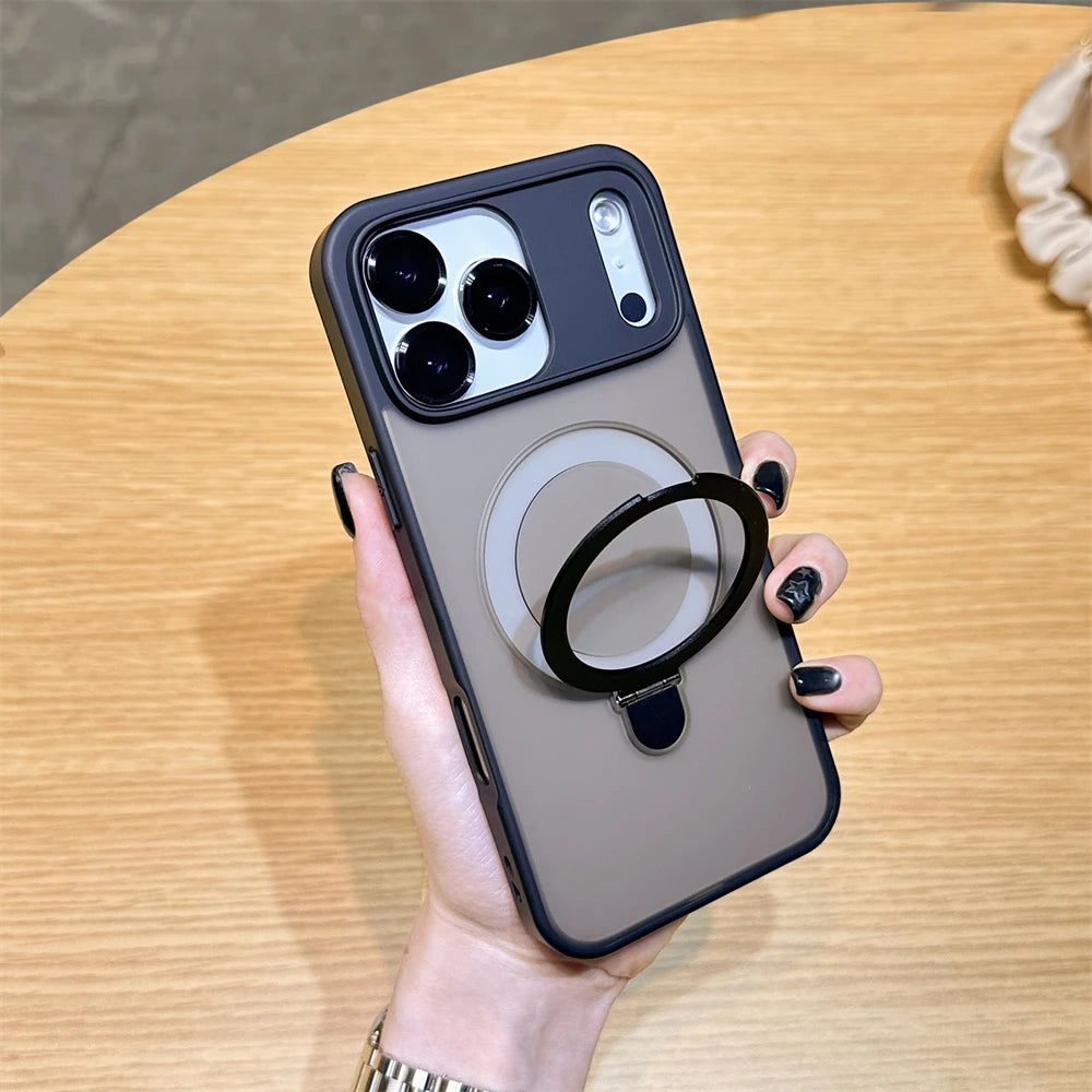 Luxury MagSafe iPhone Case – Wireless Charging with Ring Stand & Camera Protection