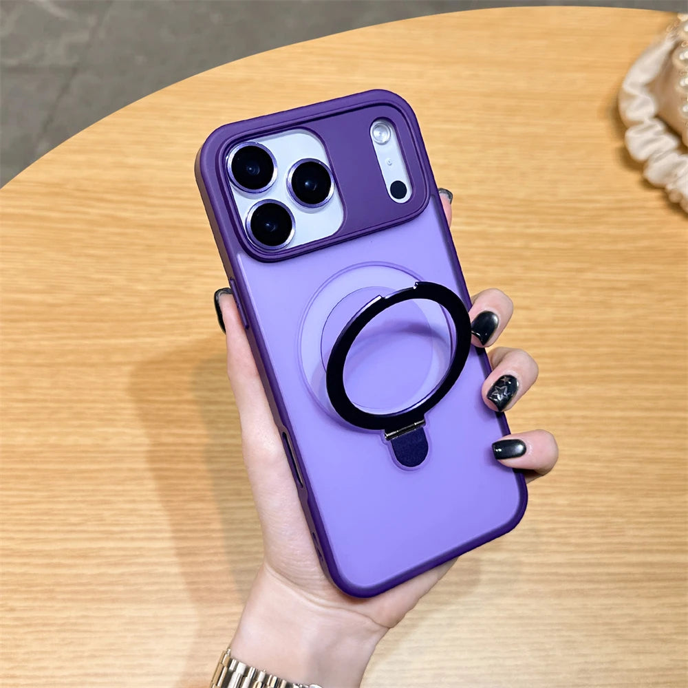 Luxury MagSafe iPhone Case – Wireless Charging with Ring Stand & Camera Protection