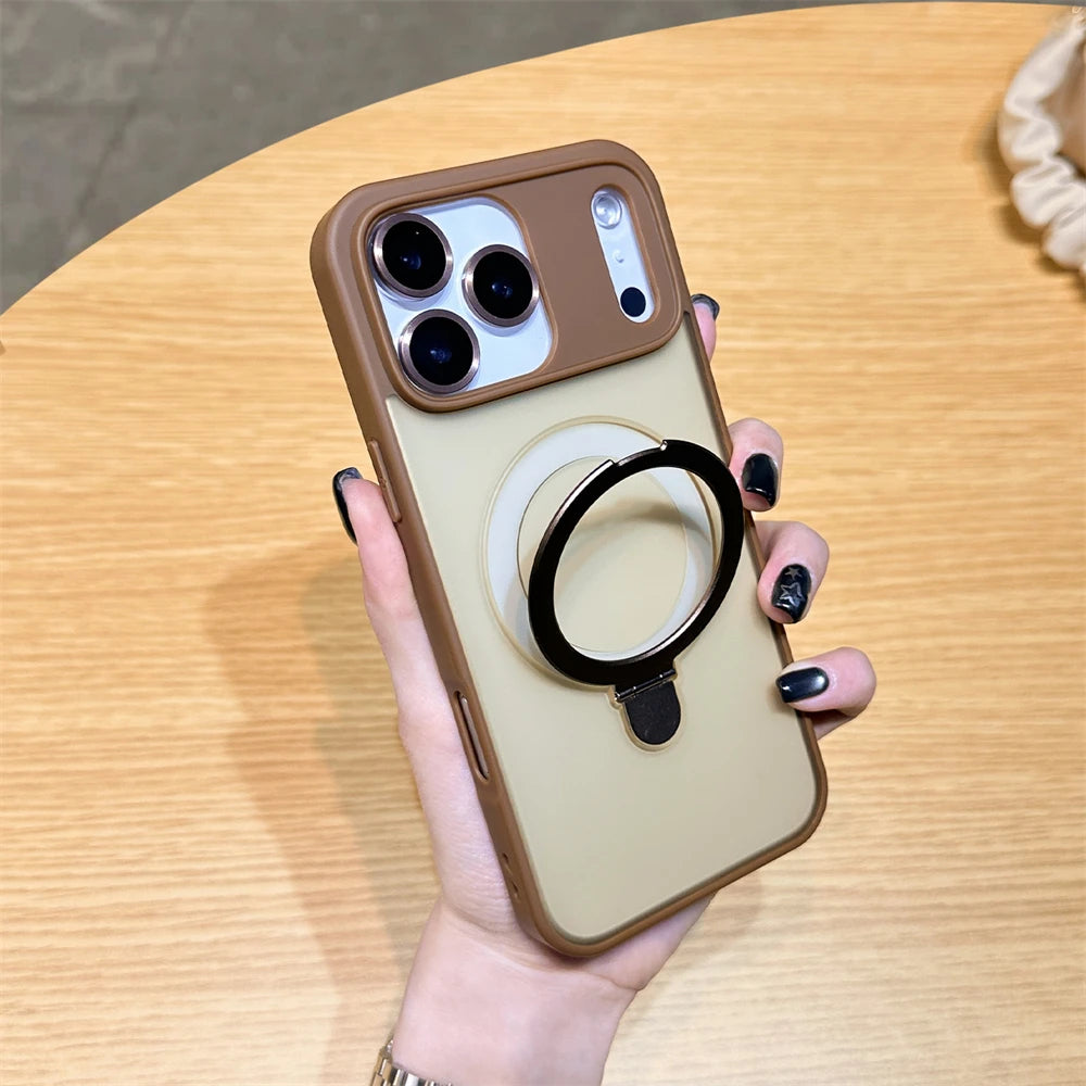 Luxury MagSafe iPhone Case – Wireless Charging with Ring Stand & Camera Protection