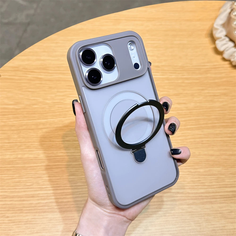 Luxury MagSafe iPhone Case – Wireless Charging with Ring Stand & Camera Protection