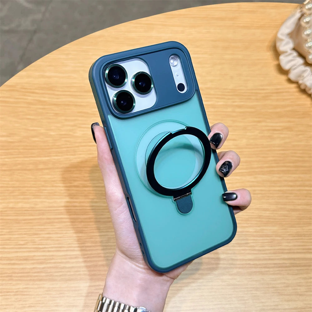 Luxury MagSafe iPhone Case – Wireless Charging with Ring Stand & Camera Protection
